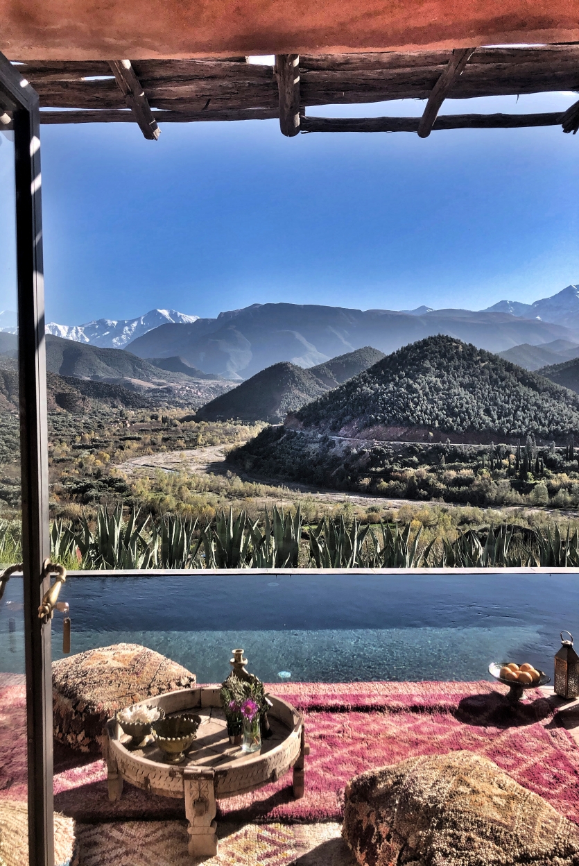 Moroccan terrace with Atlas Mountain views